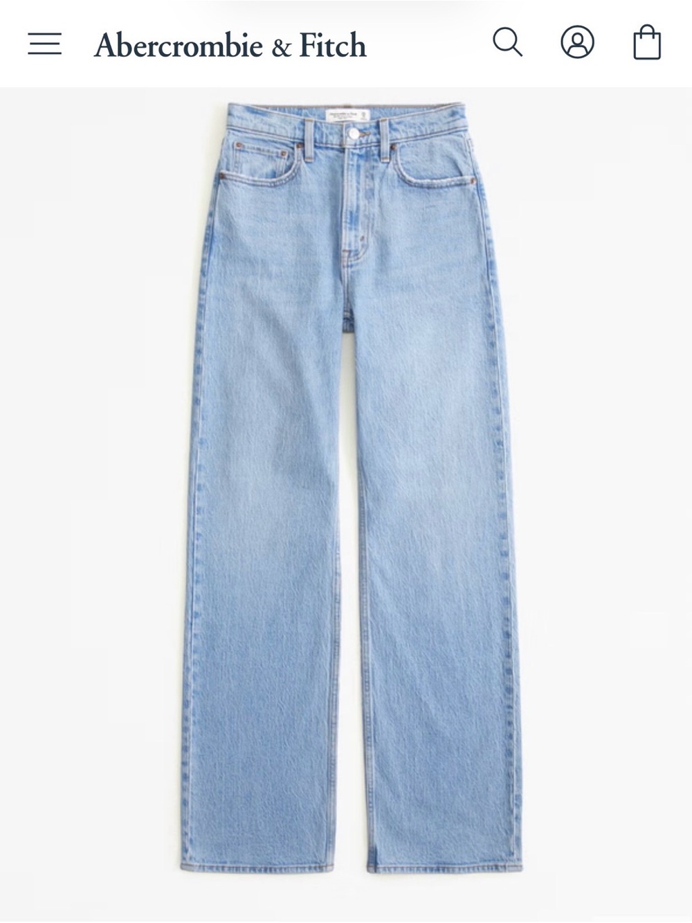 Abercrombie & Fitch Women's 90’s relaxed Straight Leg Jeans in Light Blue Wash